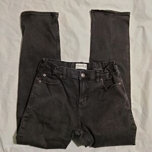 Abercrombie Kids Straight Jeans Size 15/16 Regular Black Denim Adjustable Waist